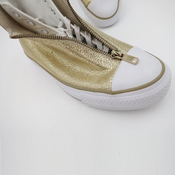 Converse CTAS Classic Shroud Hi Gold Metallic Pebble Grain Leather 9M NIB - Picture 9 of 16